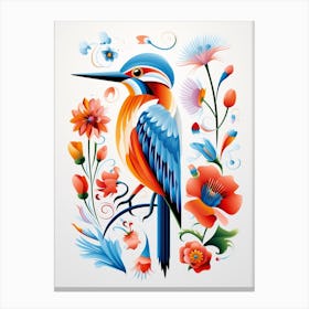 Scandinavian Bird Illustration Kingfisher 2 Canvas Print