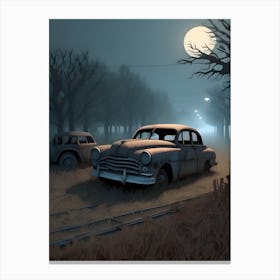 Old Cars At Night Canvas Print