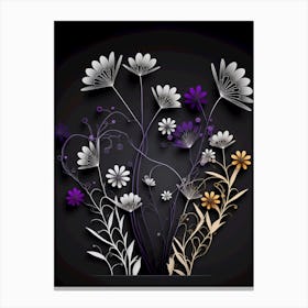 Abstract Flowers purple black Canvas Print