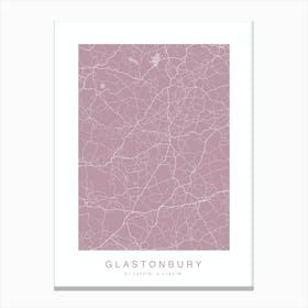 Glanstonbury Map Print Pink Canvas Print