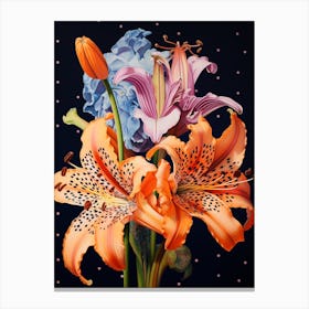 Surreal Florals Amaryllis 4 Flower Painting Canvas Print