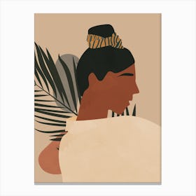 Illustration Of A Woman With A Bun Canvas Print