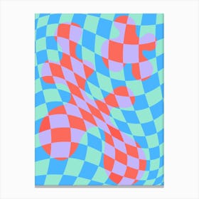 Abstract Checker Blue Orange Canvas Print