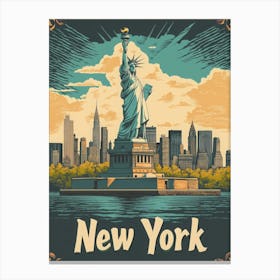 Aihrgdesign A Retro Travel Poster For New York Canvas Print