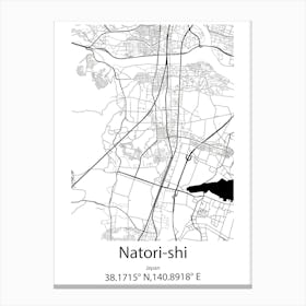 Natori Shi,Japan Minimalist Map Canvas Print