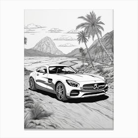 Mercedes Benz Amg Gt Tropical Drawing 4 Canvas Print