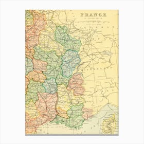 Map Of France — retro map, vintage map print Canvas Print