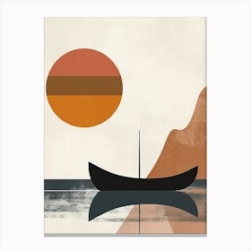 Boat At Sunset, Scandinavian Simplicity Canvas Print