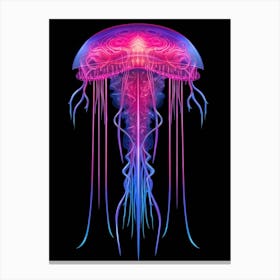 Mauve Stinger Jellyfish Neon Illustration 8 Canvas Print