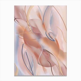 Golden Lines on Pink Abstract Painting Canvas Print