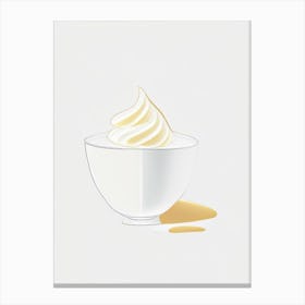 Light Cream Dairy Food Minimal Line Drawing Canvas Print