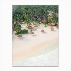 Salty Beach Umbrellas In Tulum Canvas Print