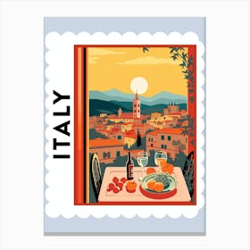 Italy 4 Travel Stamp Poster Canvas Print
