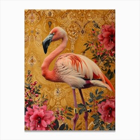 Greater Flamingo And Bougainvillea Boho Print 2 Canvas Print