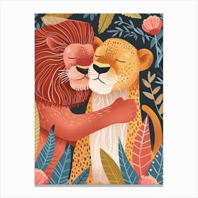 African Lion Rituals Illustration 4 Canvas Print