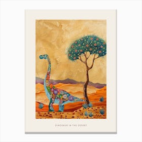 Colourful Dinosaur In The Desert Painting 1 Poster Canvas Print