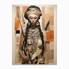 Tribal woman with weapons Canvas Print