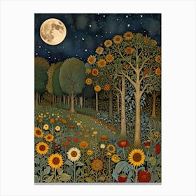 William Morris Sunflowers At Night Canvas Print