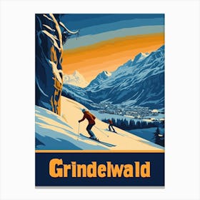 Aihrgdesign A 1970s Inspired Travel Poster For Grindelwald Canvas Print