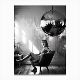Disco Ball Woman Black And White Photography 3 Canvas Print