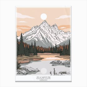 Zugspitze Germany Color Line Drawing Drawing 3 Poster Canvas Print