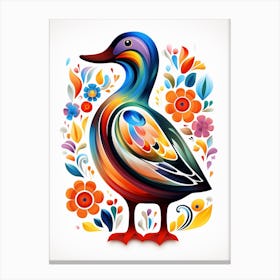 Scandinavian Bird Illustration Mallard Duck 3 Canvas Print