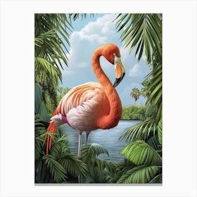 Greater Flamingo Kenya Tropical Illustration 3 Canvas Print