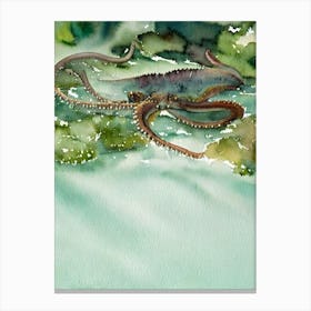 Pacific Octopus Storybook Watercolour Canvas Print