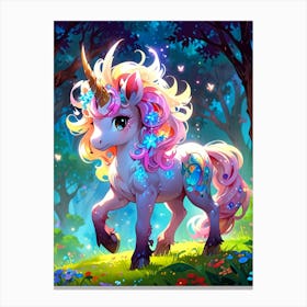 Unicorns In The Forest 11 Canvas Print