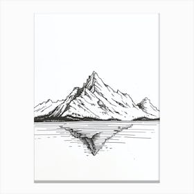 Mount Mckinley Denali Usa Line Drawing 4 Canvas Print