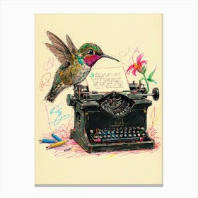 Hummingbird On Typewriter 1 Canvas Print