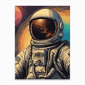 Retro Astronaut In Space Canvas Print