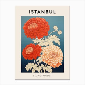 Istanbul Turkey Botanical Flower Market Poster Canvas Print