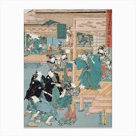 Act Vii Yuranosuke, Feigning Disinterest On The Anniversary Of His Master S Death, Playing Blind Man S Buff; Canvas Print