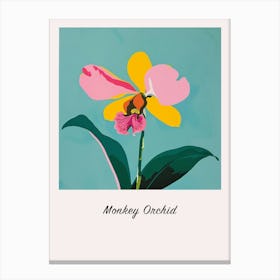 Monkey Orchid 2 Square Flower Illustration Poster Canvas Print