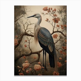 Dark And Moody Botanical Crane 4 Canvas Print
