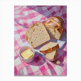 Pink Breakfast Food Bread And Butter 1 Canvas Print