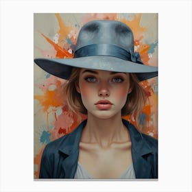 Portrait Of A Woman In A Hat 2 Canvas Print