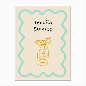 Tequila Sunrise Doodle Poster Teal & Orange Canvas Print