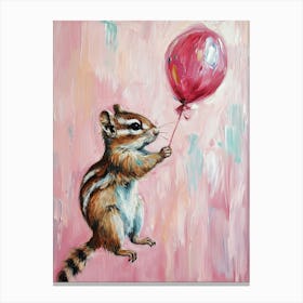 Cute Chipmunk 4 With Balloon Canvas Print