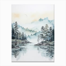 Watercolour Of Jiuzhaigou Valley   China 3 Canvas Print
