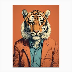 Tiger Illustrations Wearing A Smart Shirt 4 Canvas Print