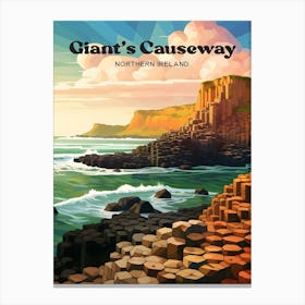 Giant's Causeway Northern Ireland Nature Modern Travel Illustration Canvas Print