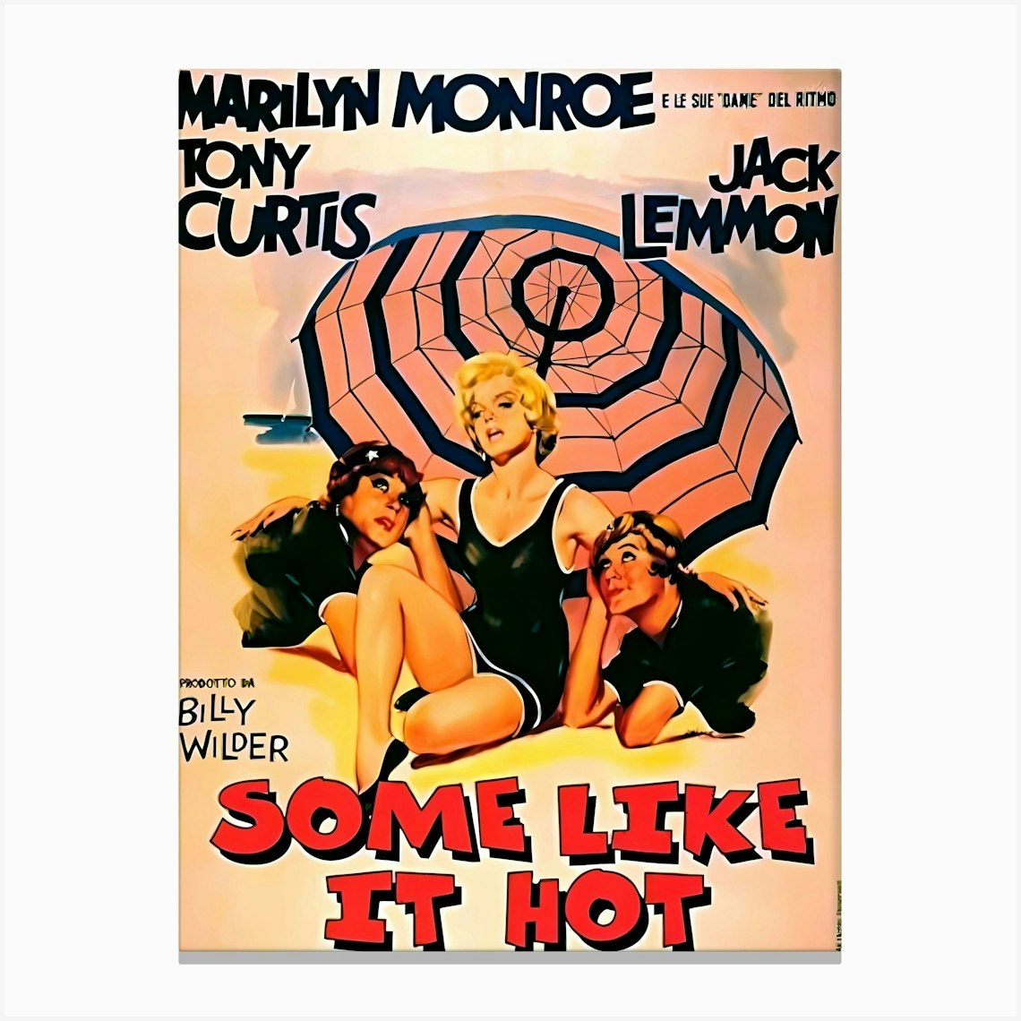 Some Like It Hot, Marilyn Monroe, Classic Movie Poster Print, 1959 Canvas Print by Vintage Spirit