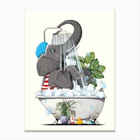 Elephant In The Shower Canvas Print