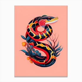 Arizona Coral Snake Tattoo Style Canvas Print