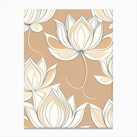 Lotus Flower Repeat Pattern Retro Minimal 1 Canvas Print