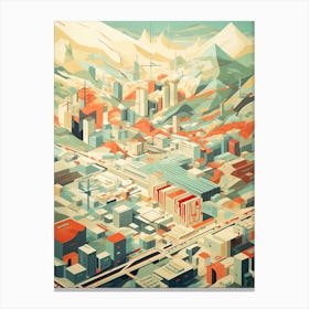 Beijing, China, Geometric Illustration 4 Canvas Print