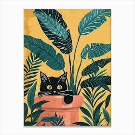 Cat In A Pot Canvas Print