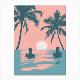 Two People In The Water At Sunset Canvas Print